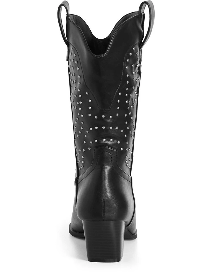 Wide Fit Western Edge Boot in Black image 3