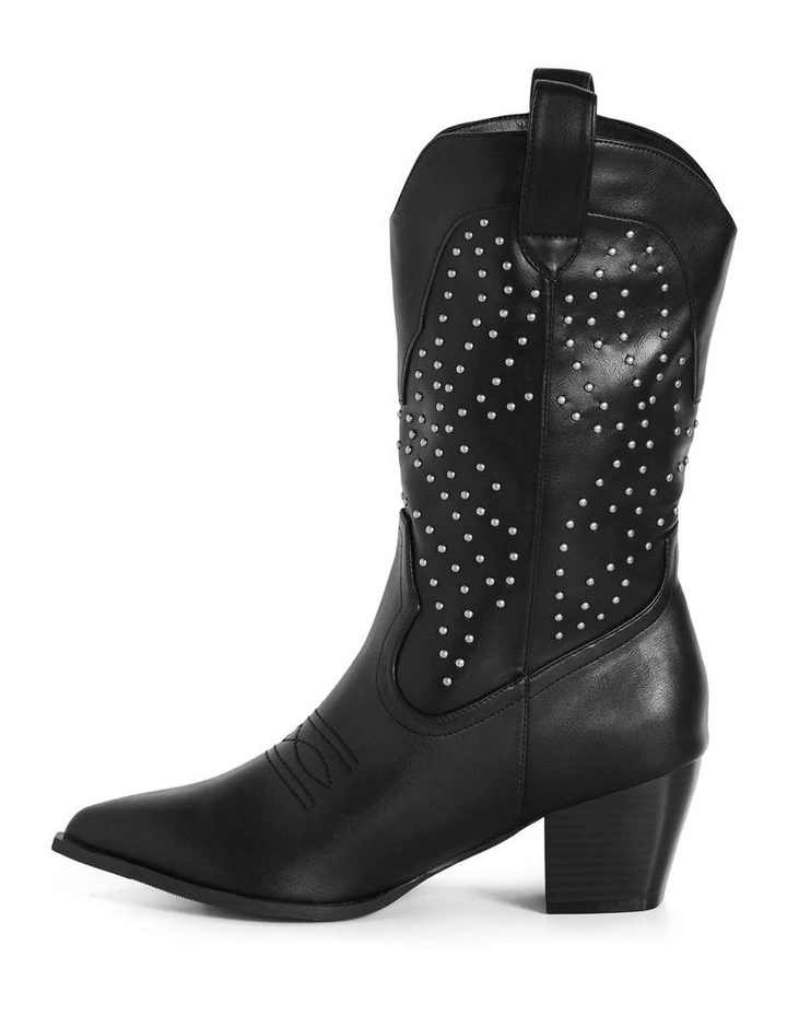 Wide Fit Western Edge Boot in Black image 4