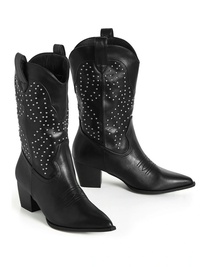 Wide Fit Western Edge Boot in Black image 6