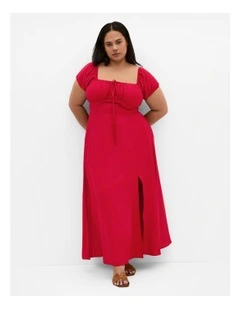 Abbigail Split Maxi Dress in Crimson