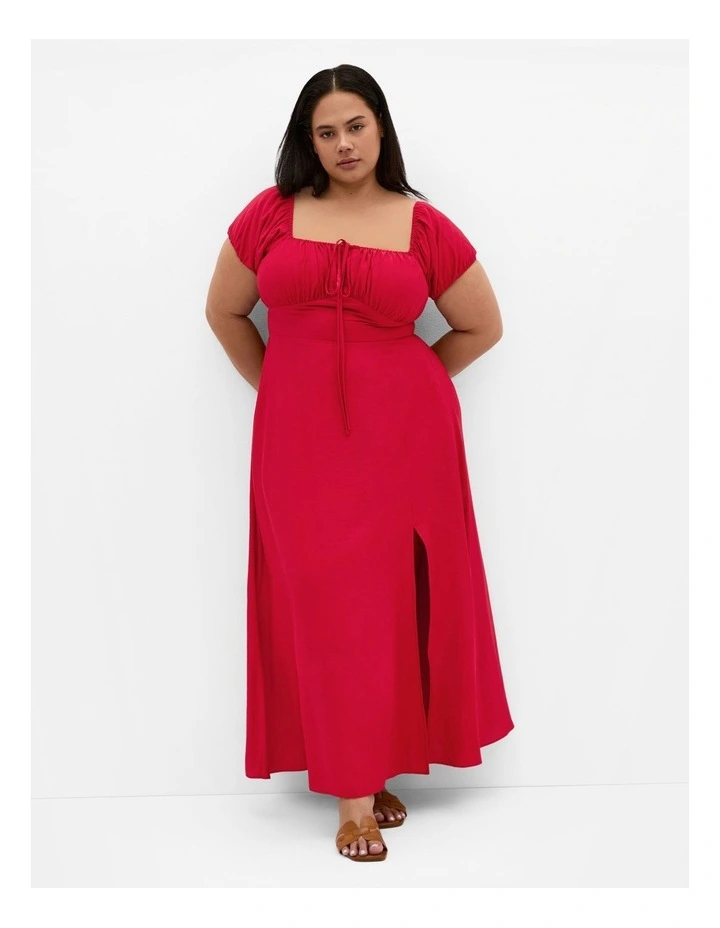 Abbigail Split Maxi Dress in Crimson image 1