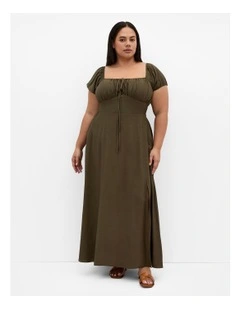 Abbigail Split Maxi Dress in Khaki