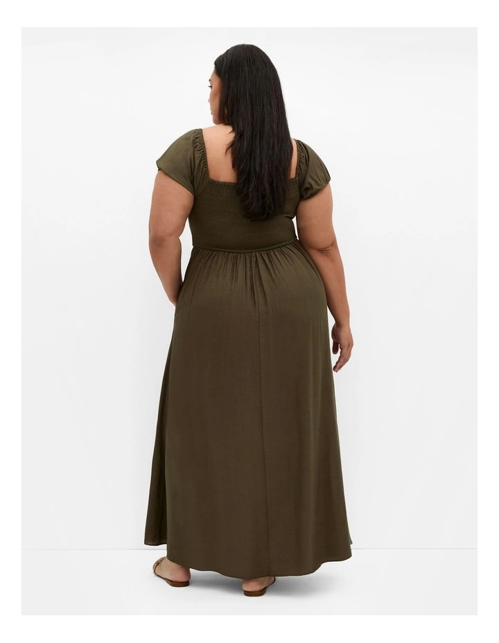 Abbigail Split Maxi Dress in Khaki image 2
