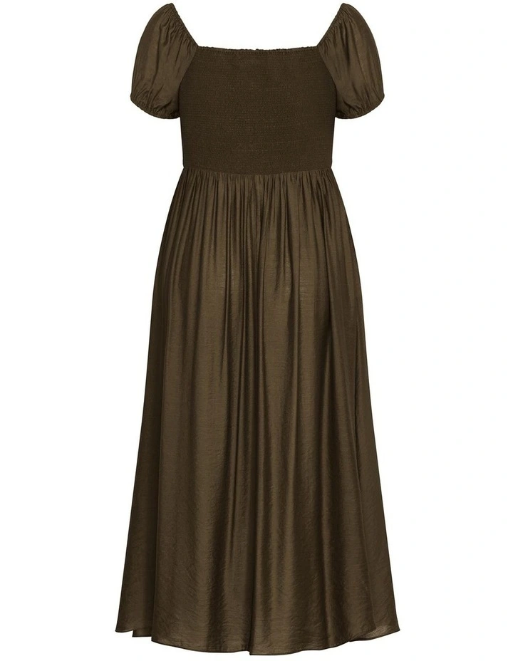 Abbigail Split Maxi Dress in Khaki image 4