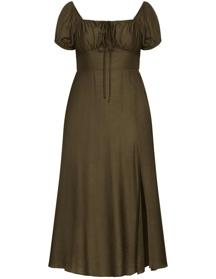 Abbigail Split Maxi Dress in Khaki image 5