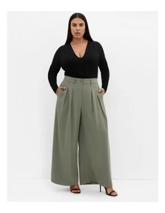 Abbie Wide Leg Pant in Dark Sage