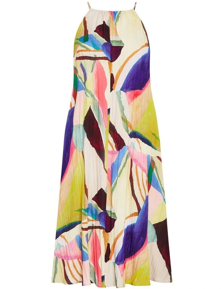 Summer Print Shift Maxi Dress in Yellow image 3