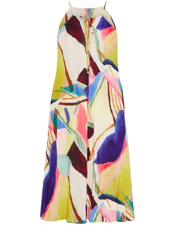 Summer Print Shift Maxi Dress in Yellow image 4