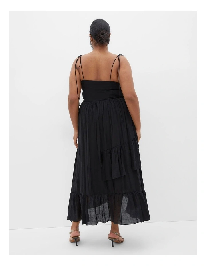 Hailey Ruffled Hi-Lo Maxi Dress in Black image 2