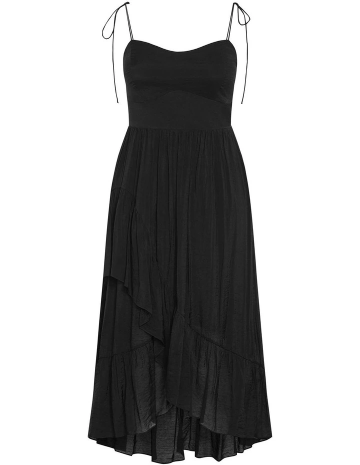 Hailey Ruffled Hi-Lo Maxi Dress in Black image 3