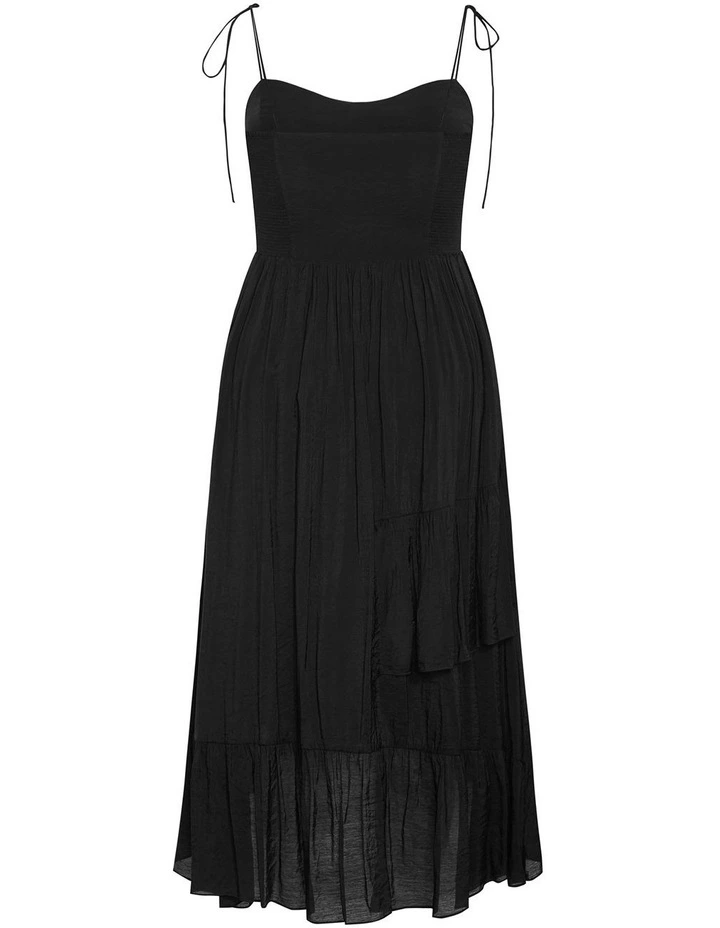 Hailey Ruffled Hi-Lo Maxi Dress in Black image 4