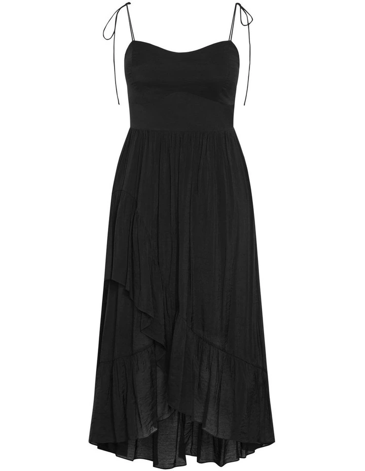 Hailey Ruffled Hi-Lo Maxi Dress in Black image 6