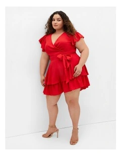 Sunny Wrap Playsuit in Red