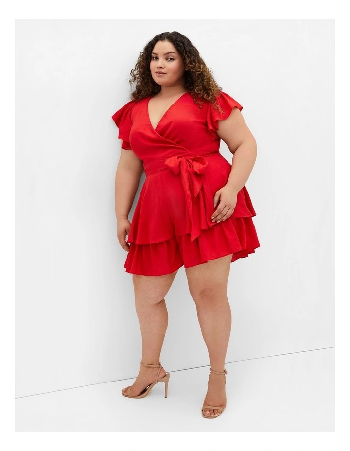 Sunny Wrap Playsuit in Red image 1