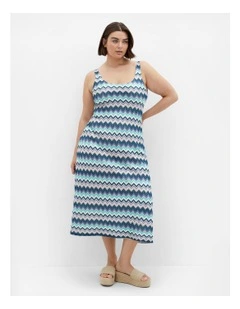 Skye Zigzag Knit Dress in Blue