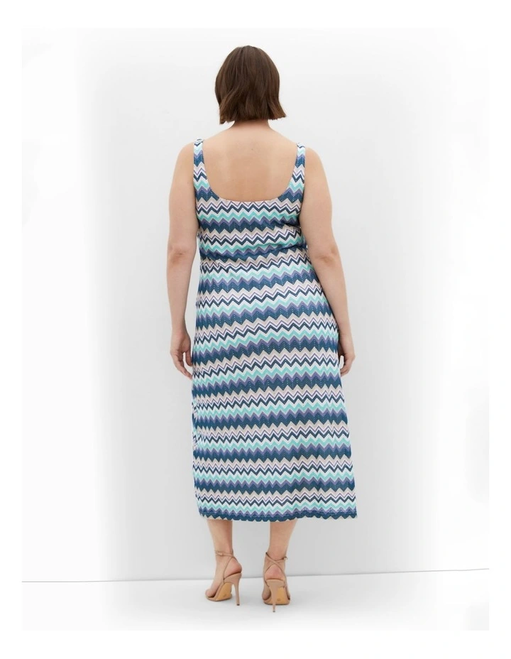 Skye Zigzag Knit Dress in Blue image 2