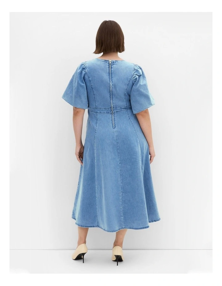 Ayesha Short Sleeve Midi Dress in Blue image 2