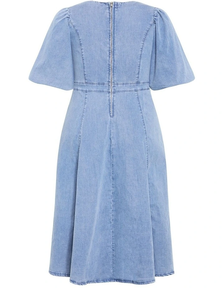 Ayesha Short Sleeve Midi Dress in Blue image 4