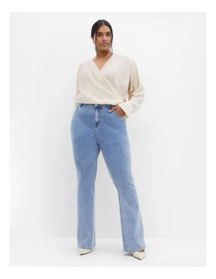 Asha Fit Carla Flare Leg Jean in Light Denim image 1