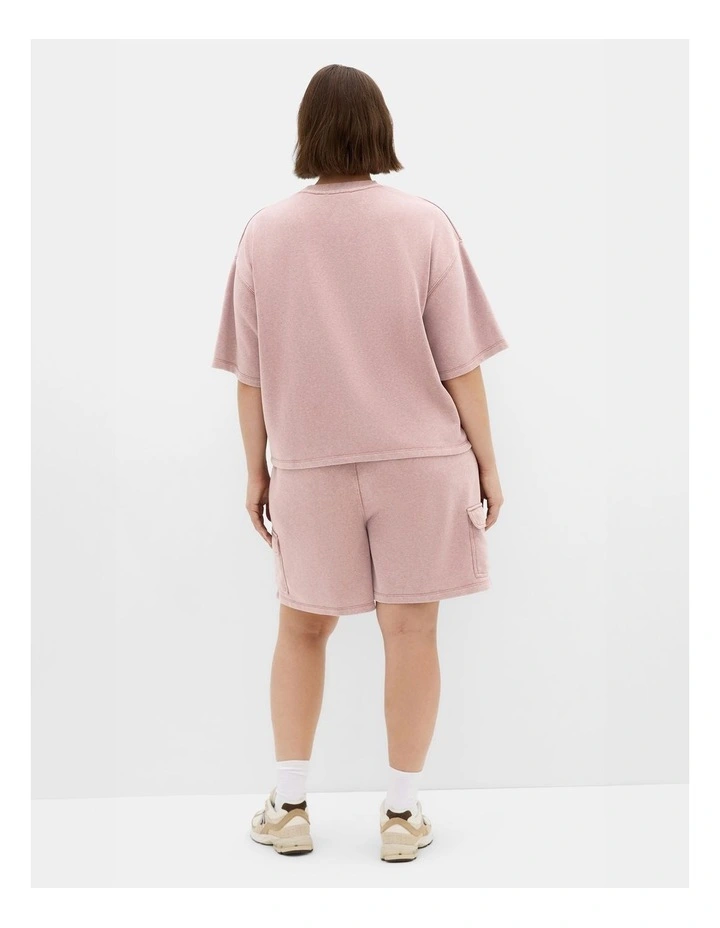 Terry Relaxed Longline Short in Pink Marle image 2
