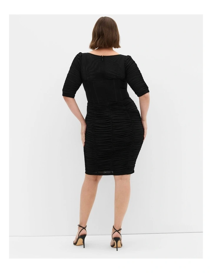 Bustier Elbow Sleeve Dress in black image 2