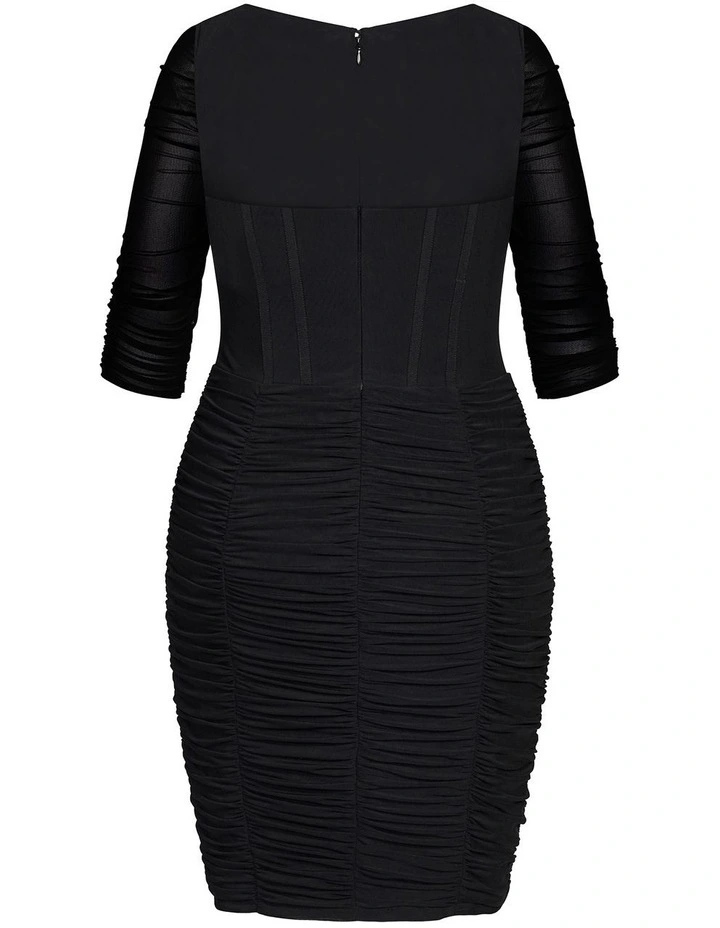 Bustier Elbow Sleeve Dress in black image 4