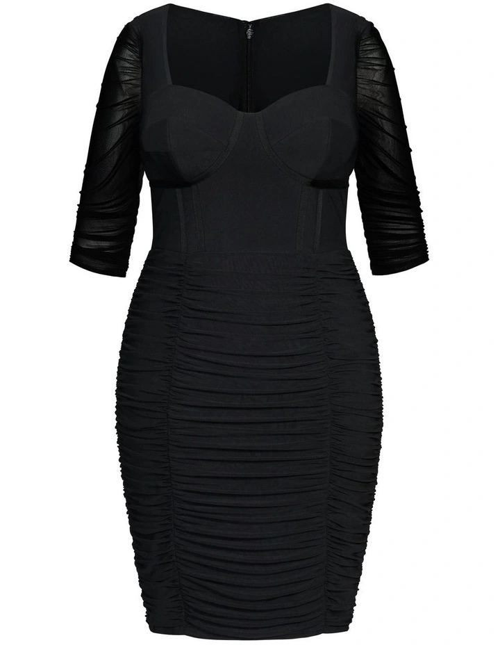 Bustier Elbow Sleeve Dress in black image 5