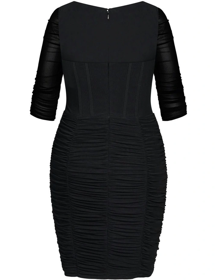 Bustier Elbow Sleeve Dress in black image 6