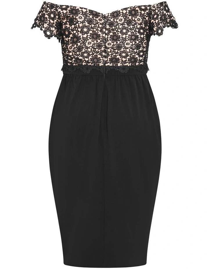 Lace Glamour Midi Dress in black image 4