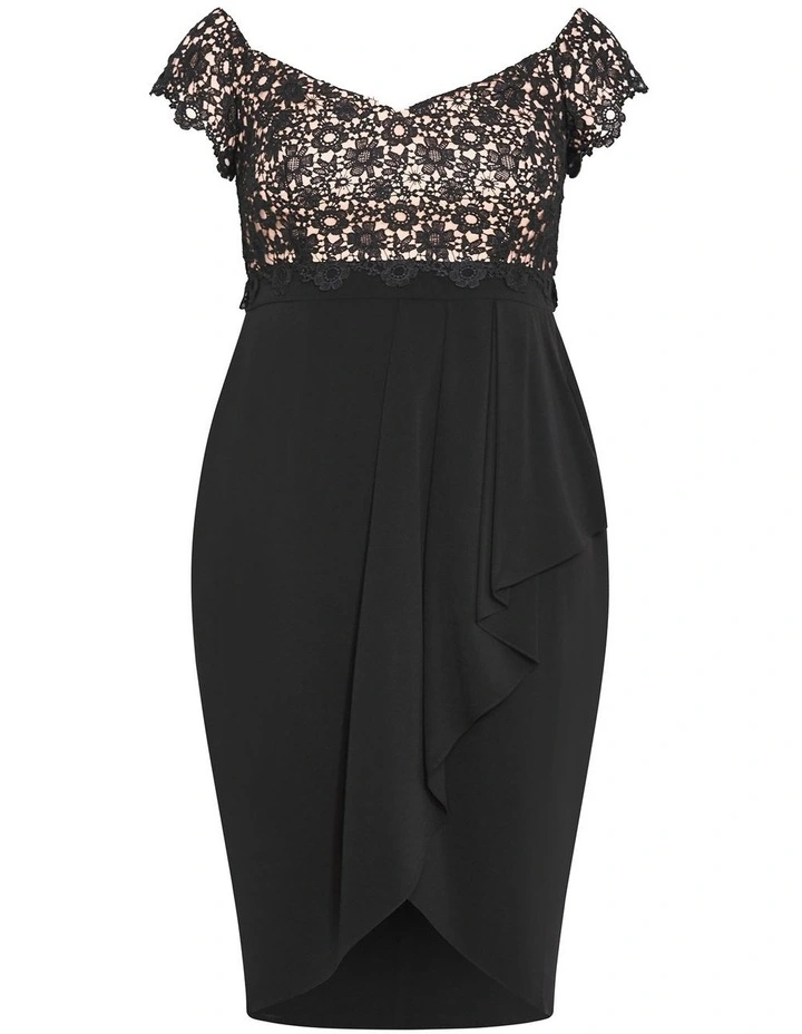 Lace Glamour Midi Dress in black image 5