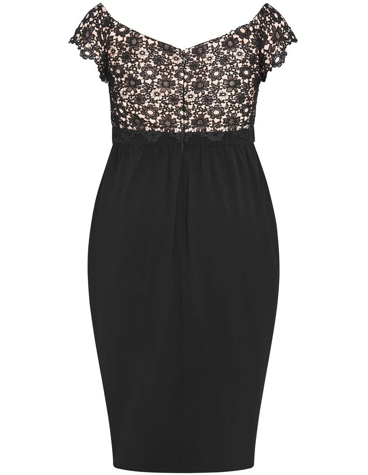 Lace Glamour Midi Dress in black image 6