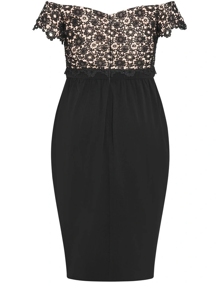 Lace Glamour Midi Dress in black image 7