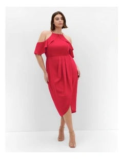 Love Siren Ruffle Shoulder Dress in Siren Red