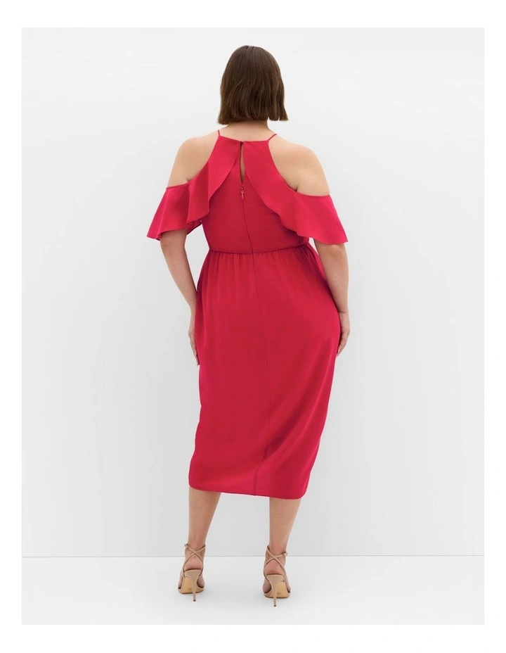 Love Siren Ruffle Shoulder Dress in Siren Red image 2