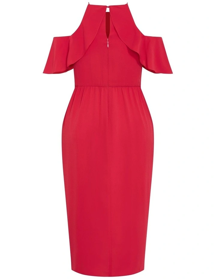 Love Siren Ruffle Shoulder Dress in Siren Red image 4