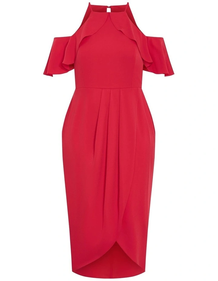 Love Siren Ruffle Shoulder Dress in Siren Red image 5