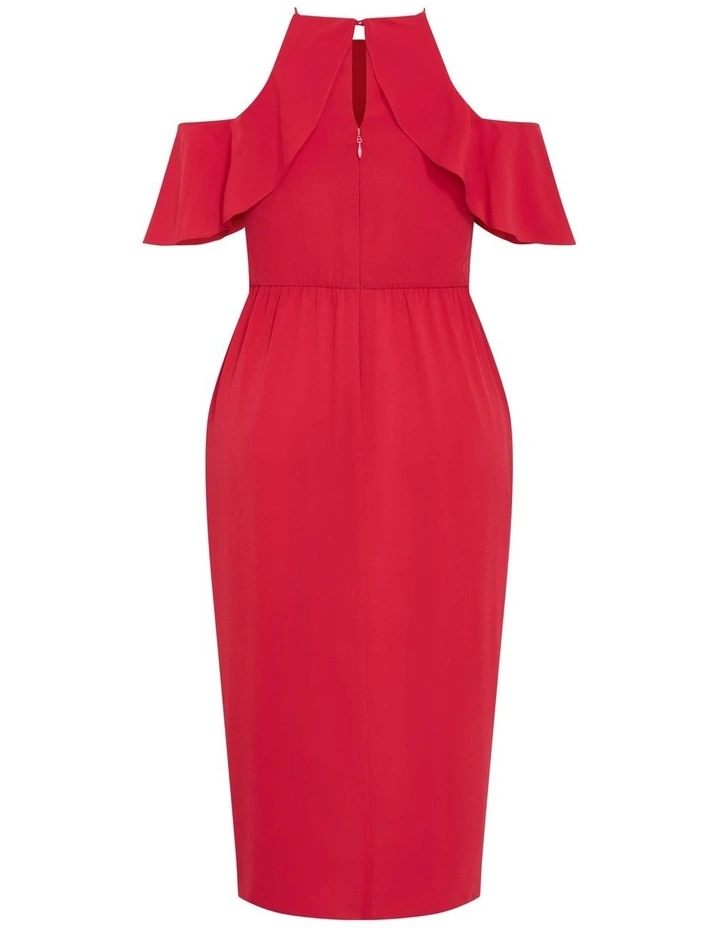 Love Siren Ruffle Shoulder Dress in Siren Red image 6