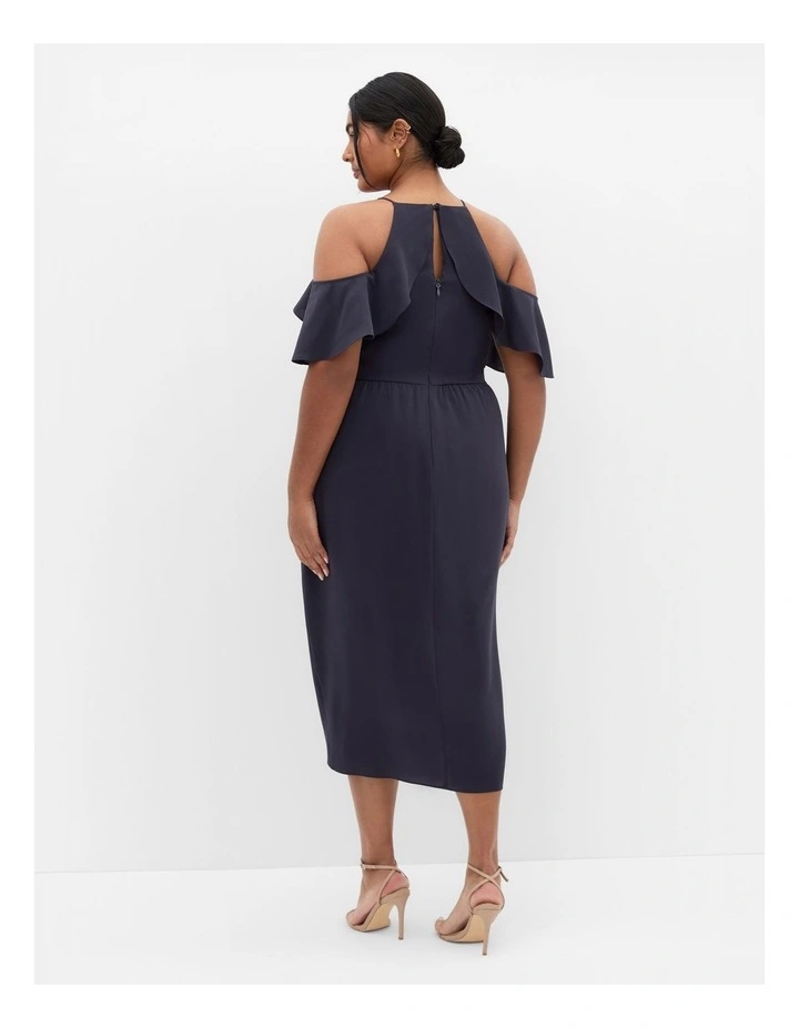 Love Siren Ruffle Shoulder Dress in Navy image 2