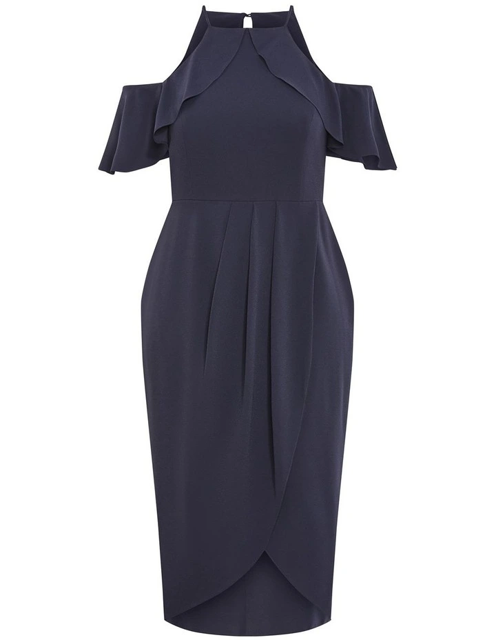 Love Siren Ruffle Shoulder Dress in Navy image 3