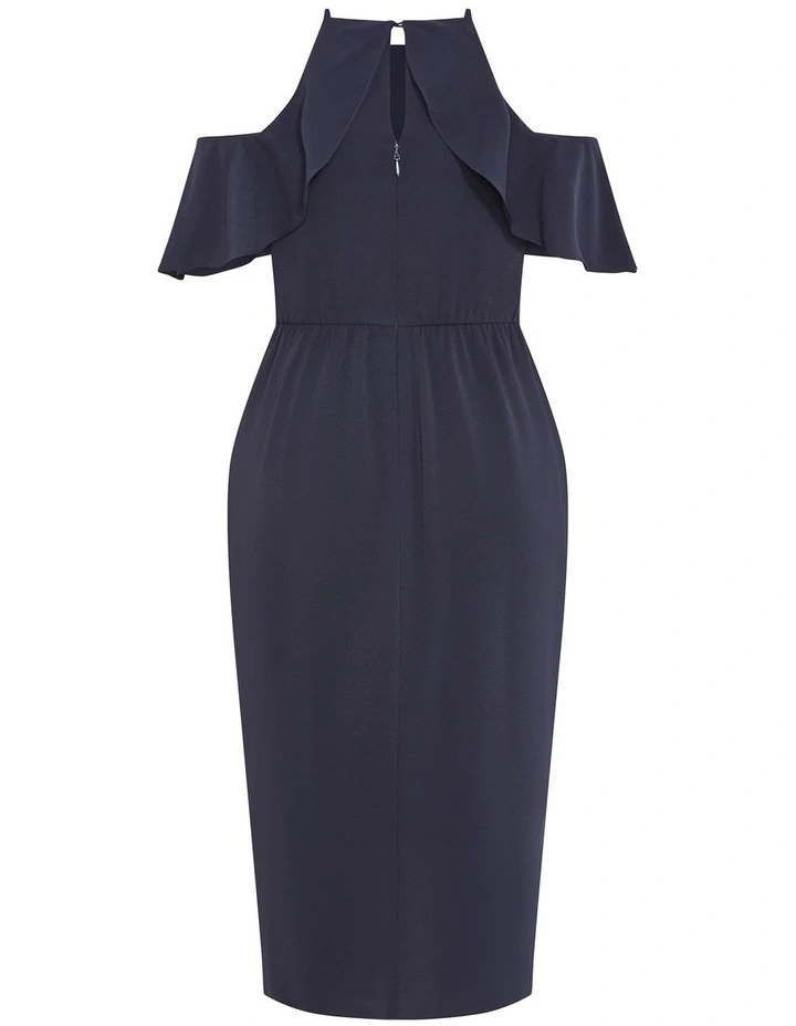 Love Siren Ruffle Shoulder Dress in Navy image 4