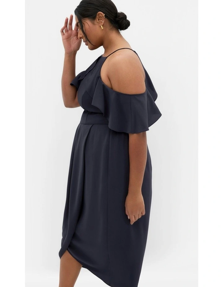 Love Siren Ruffle Shoulder Dress in Navy image 5