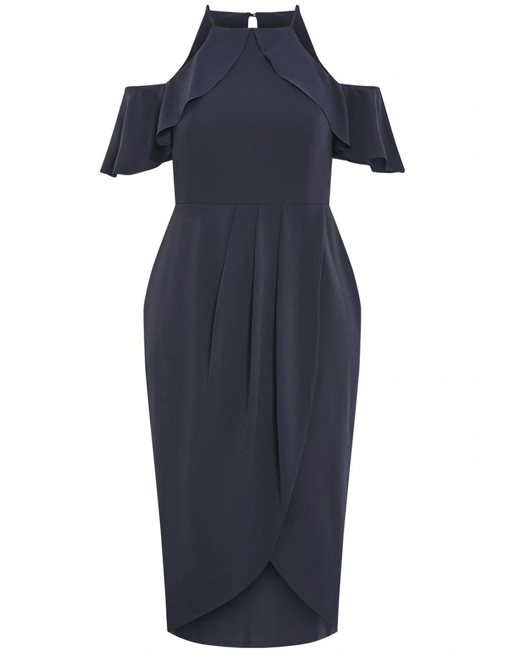 Love Siren Ruffle Shoulder Dress in Navy image 7