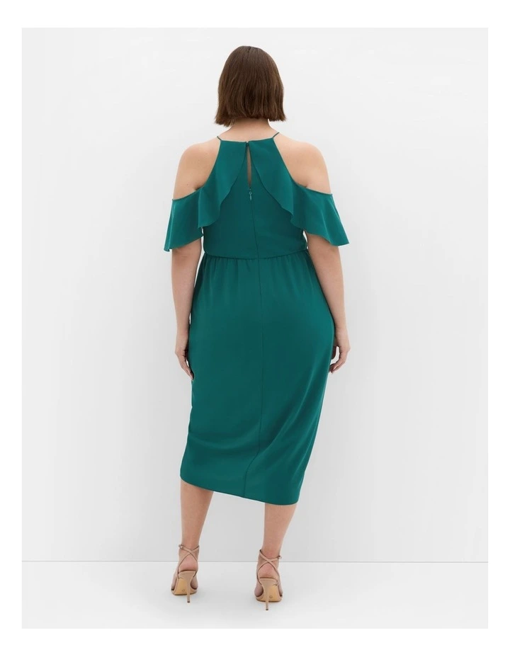 Love Siren Ruffle Shoulder Dress in Forest Green image 2