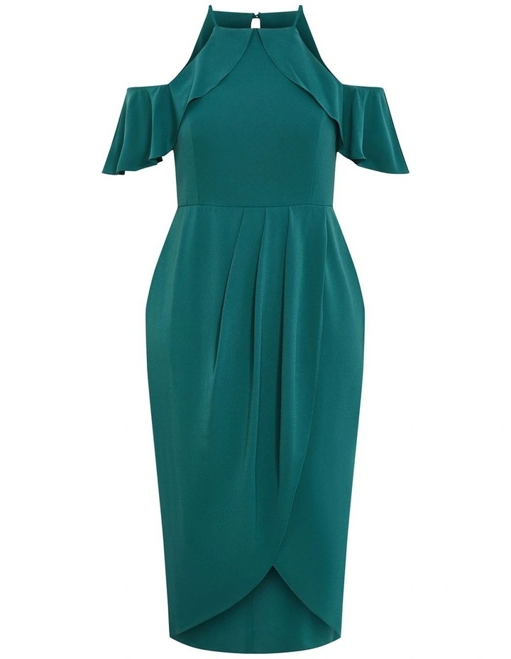 Love Siren Ruffle Shoulder Dress in Forest Green image 3