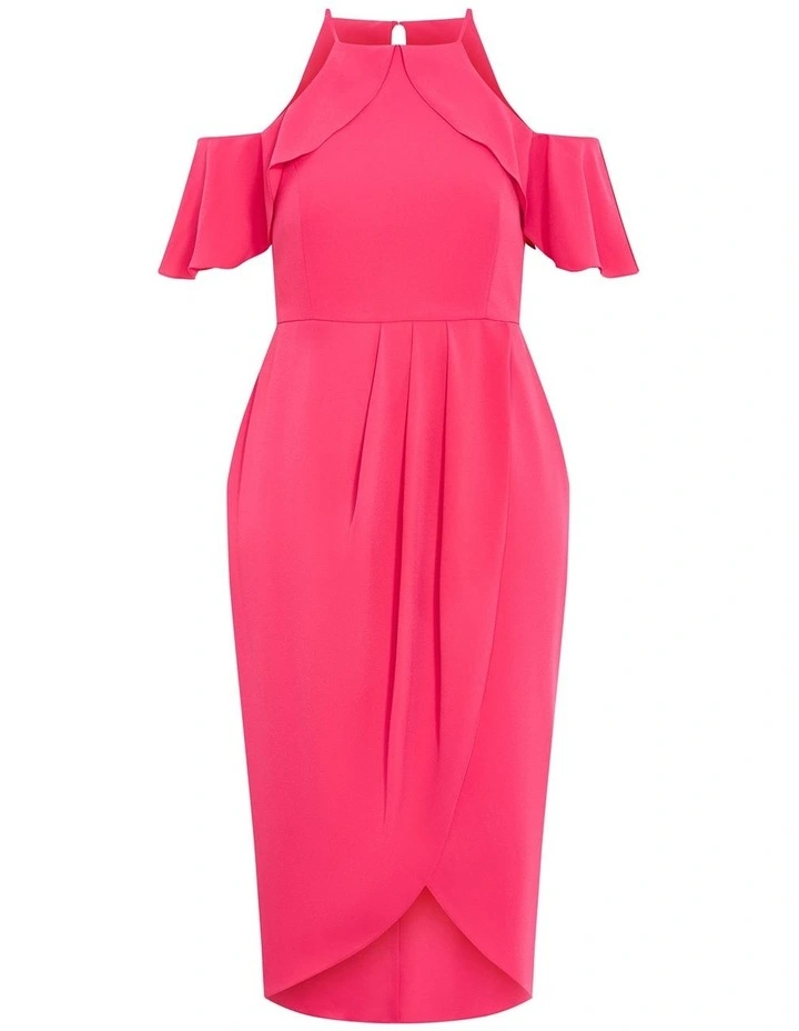Love Siren Ruffle Shoulder Dress in Raspberry image 3