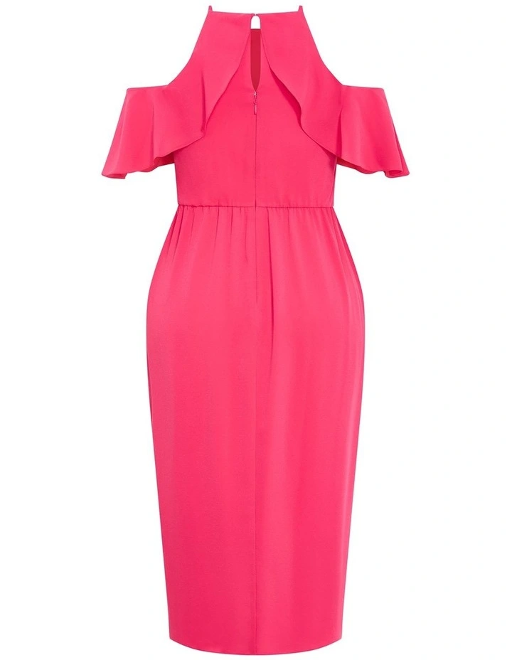 Love Siren Ruffle Shoulder Dress in Raspberry image 4