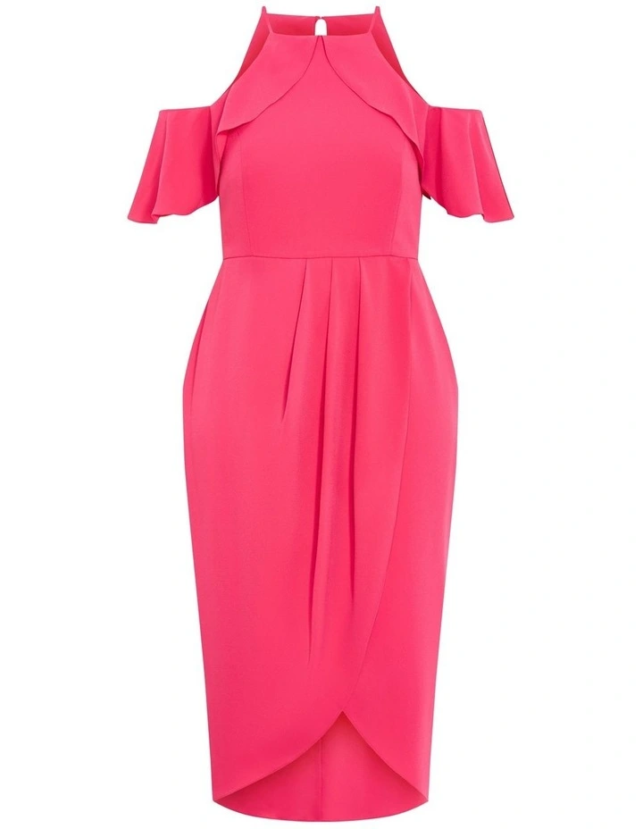 Love Siren Ruffle Shoulder Dress in Raspberry image 5