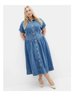 Ari Denim Midi Dress in Light Wash