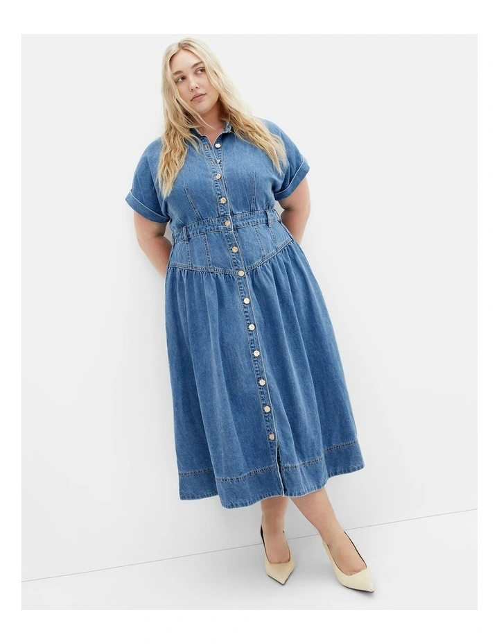 Ari Denim Midi Dress in Light Wash image 1