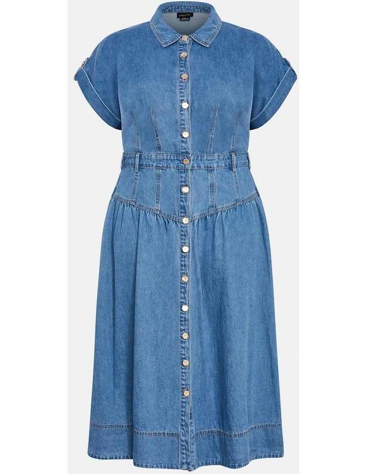 Ari Denim Midi Dress in Light Wash image 3